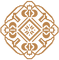 Selbu Husflidscentral - home to the selbumittens, image shows a digital version of a rose pattern from Selbu with the selburose in the center, that we have combined into our logo - the rose is beige and the background is white.