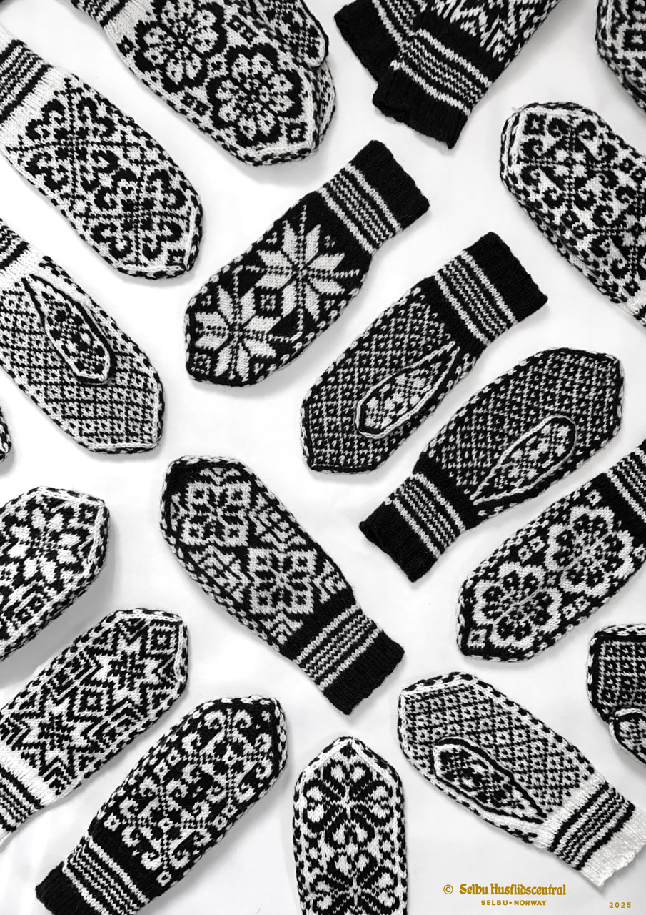 ENKLE SELBUVOTTER 1 (svart & kvit)   · EASY SELBU MITTENS 1 (black and white)